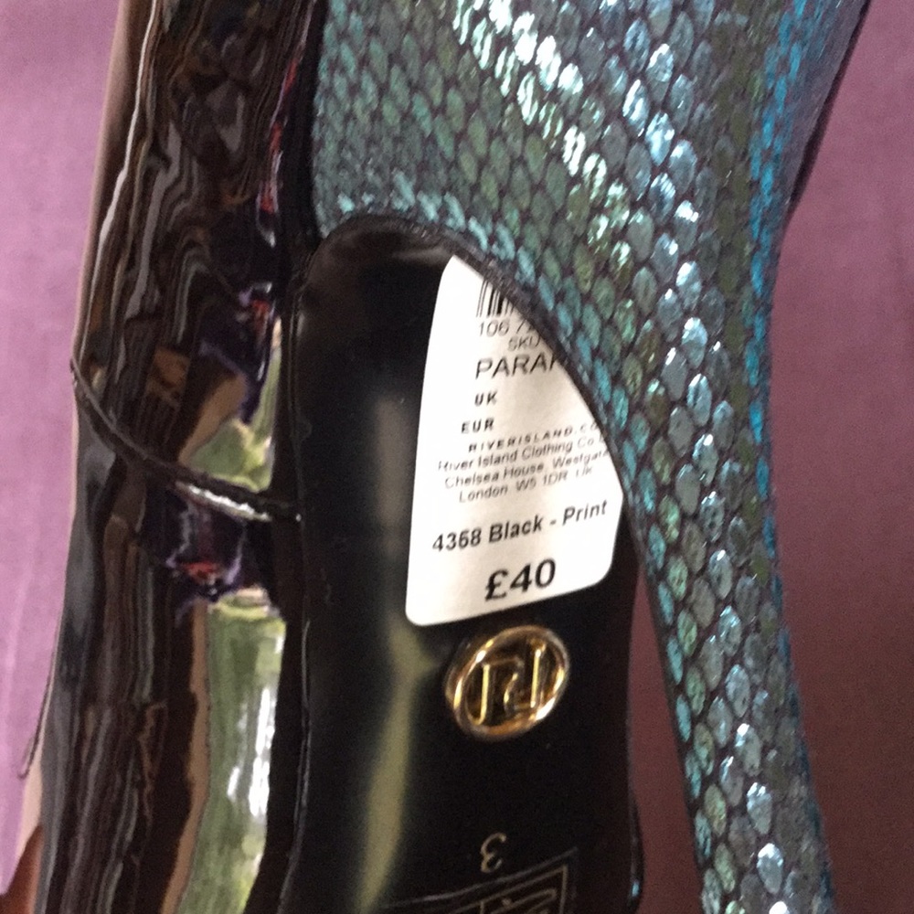 NWT River Island zebra metallic colorblock heels - Picture 4 of 8